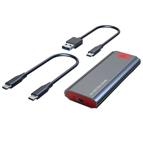 Ailan M.2 NVMe SSD Gehäuse, Aluminiumgehäuse, USB 3.1 Gen2, 10 Gbit/s, HDD Box, tragbar, leicht, USB C, PCIe 3.0, Mobile Festplatte, Grau, mit Doppelkabel von Ailan
