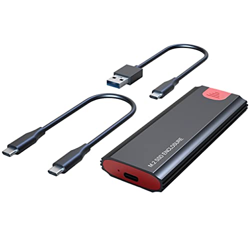 Ailan M.2 NVMe SSD Gehäuse, Aluminiumgehäuse, USB 3.1 Gen2, 10 Gbit/s, HDD Box, tragbar, leicht, USB C, PCIe 3.0, Mobile Festplatte, Schwarz, mit Doppelkabel von Ailan