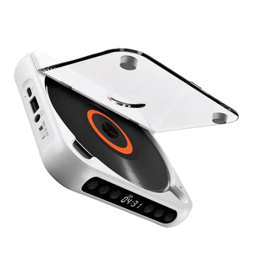 Ailan Niedlicher CD Player mit integriertem Akku für einfaches Hören. Tragbarer ABS CD Player mit Kopfhörern, CD RW, MP3, Weiß von Ailan