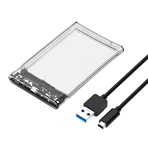 Ailan Transparentes Festplattengehäuse, SSD, externer Solid State Gehäuseadapter, 6 Gbit/s, tragbares Hochgeschwindigkeits Mobilgerät, Transparent, USB 2.0 von Ailan