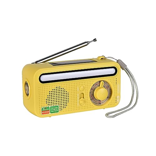 Ailan Upgrade der Radio Notfall LED Taschenlampen Powerbank mit multifunktionalen Funktionen Multifunktionsradio AMFMSW Radio, Gelb von Ailan