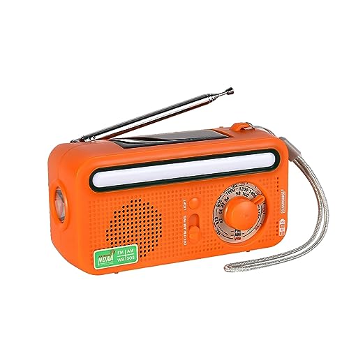 Ailan Upgrade der Radio Notfall LED Taschenlampen Powerbank mit multifunktionalen Funktionen Multifunktionsradio AMFMSW Radio , orange von Ailan