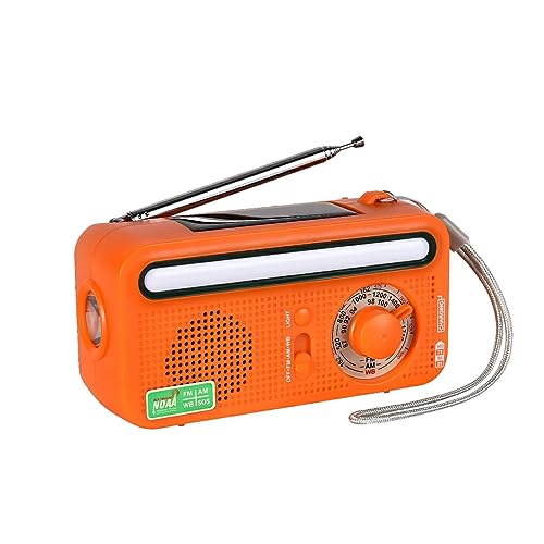 Ailan Upgrade der Radio Notfall LED Taschenlampen Powerbank mit multifunktionalen Funktionen Multifunktionsradio AMFMSW Radio, orange von Ailan