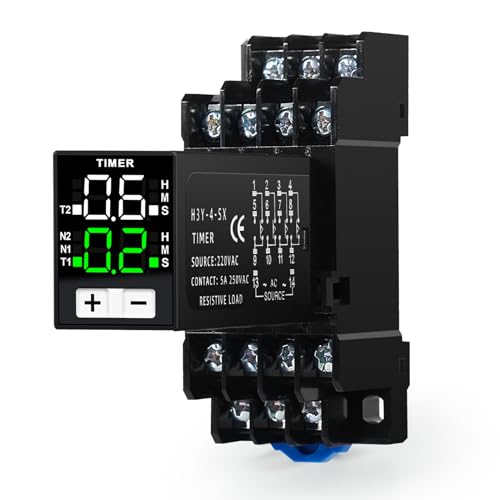 Ailao Zeitschalter 230V Digitales Zeitrelais Relais 0.1s-99h Zeitschaltuhren für Lichter Zykluszeitsteuerung Verzögerer 4 Normalerweise offen/Normalerweise geschlossen 14 Pins Ac220v mit Sockel.… Ailao Zeitschalter 230V Digitales Zeitrelais Relais 0.1s-99h Zeitschaltuhren für Lichter Zykluszeitsteuerung Verzögerer 4 Normalerweise offen/Normalerweise geschlossen 14 Pins Ac220v mit Sockel.… von Ailao