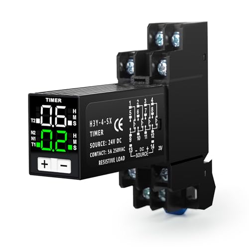 Ailao Zeitschalter 24V Digitales Relais 0.1S-99H Zeitschaltuhren für Lichter Zykluszeitsteuerung Verzögerer 4 normalerweise offen/normalerweise geschlossen 8 Pins DC 24V mit Sockel. Ailao Zeitschalter 24V Digitales Relais 0.1S-99H Zeitschaltuhren für Lichter Zykluszeitsteuerung Verzögerer 4 normalerweise offen/normalerweise geschlossen 8 Pins DC 24V mit Sockel. von Ailao