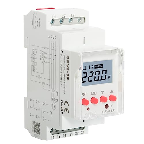 GRV8-SP ÜBerspannungsschutz Relais 380V Blitzschutz SpannungsüBerwachungsrelais Surge Protector Unterspannungsschutz 3 Phasig Digitalanzeige Spannungsrelais Auto ZurüCksetzen. von Ailao