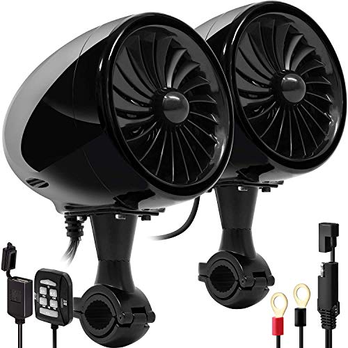 Aileap SPK350X 4 Zoll Full Range wasserdichtes Motorrad Bluetooth Stereo Lautsprecher Moto Audio Verstärker Funksystem für ATV RZR UTV Quad 4 Wheeler (Schwarz,Lufter)… von Aileap