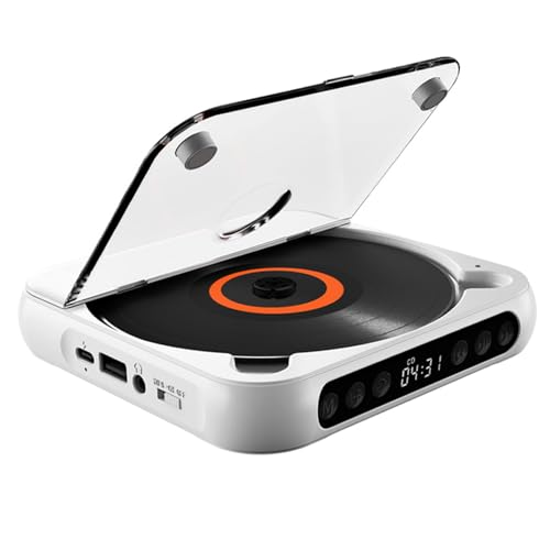 Ailgely CD-Player, Tragbarer BT-Musik-Player, CD-Läufer mit Staubdichter Abdeckung, 6 Modi, A-B-Wiederholungs-Timer, Fernbedienung, Externe Wiedergabefunktion für den Heim-Desktop (Weiß) von Ailgely