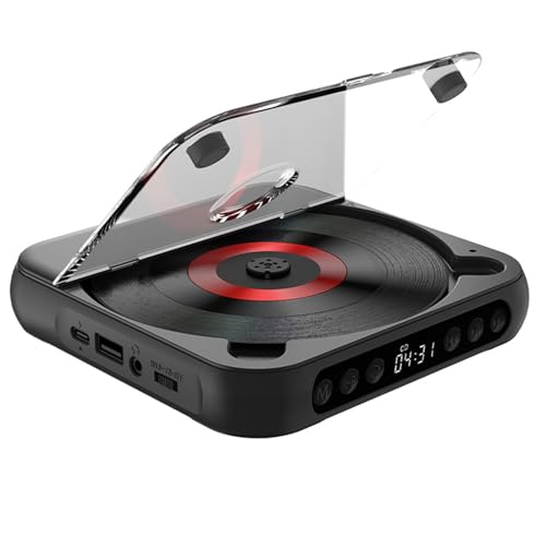 Ailgely CD-Player, Tragbarer BT-Musik-Player, CD-Läufer mit Staubdichter Abdeckung, 6 Modi, A-B-Wiederholungs-Timer, Fernbedienung, Externe Wiedergabefunktion für den Heim-Desktop von Ailgely