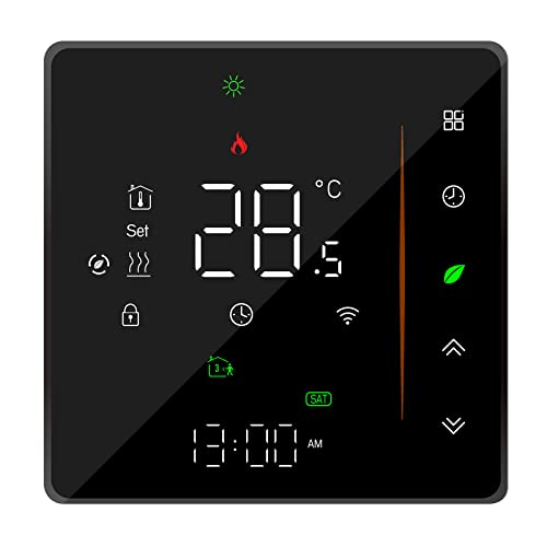 Ailgely WiFi Smart Thermostat Raumthermostat, Wöchentlich programmierbar Unterstützt Touch Control/Mobile APP/Sprachsteuerung Kompatibel mit Alexa/Google Home, für Warmwasserbereitung 3A Schwarz von Ailgely