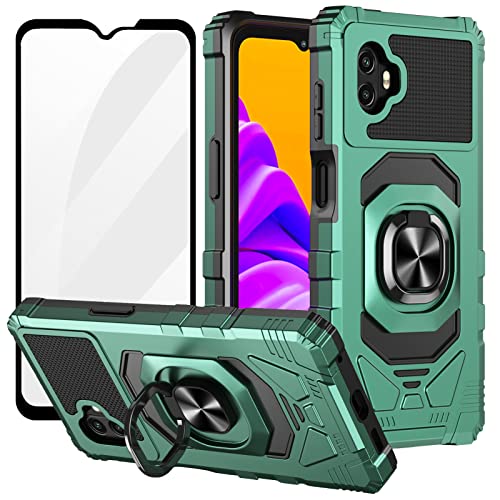 Ailiber Handyhülle für Samsung Galaxy Xcover Pro 2, Samsung X Cover 6 Pro Hülle mit Displayschutzfolie, Ring Kickstand für magnetische Autohalterung, robuste Schutzhülle für Xcover 6 Pro-Dunkelgrün von Ailiber