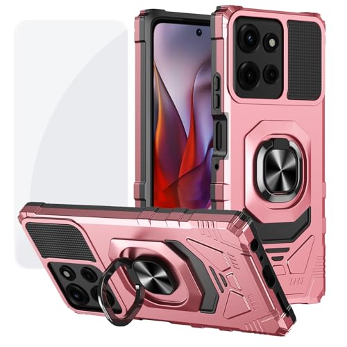 Ailiber Schutzhülle für Motorola G Stylus 2025, mit Displayschutzfolie, Ringständer für magnetische Autohalterung, robuste, stoßfeste Schutzhülle für Moto G Stylus 2025, Roségold von Ailiber