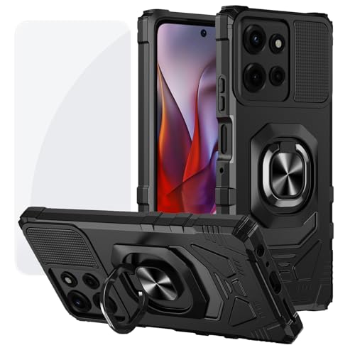 Ailiber Schutzhülle für Motorola Moto G Stylus 2025, Motorola G Stylus 2025, mit Displayschutzfolie, Ringständer für magnetische Autohalterung, Militärqualität, stoßfest, robust, Schwarz von Ailiber