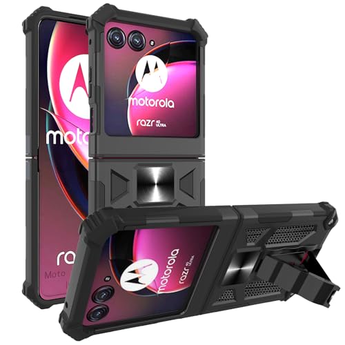 Ailiber Schutzhülle für Motorola Razr+ 2024, Motorola Razr 50 Ultra 5G, Ständer-Halterung, magnetische Autohalterung, strapazierfähig, geraffte, stoßfeste Handyhülle für Moto Razr+ 2024, Schwarz Ailiber Schutzhülle für Motorola Razr+ 2024, Motorola Razr 50 Ultra 5G, Ständer-Halterung, magnetische Autohalterung, strapazierfähig, geraffte, stoßfeste Handyhülle für Moto Razr+ 2024, Schwarz von Ailiber