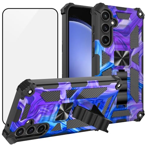 Ailiber Schutzhülle für Samsung Galaxy A26 mit Ständer, A26 Hülle mit Displayschutzfolie, für magnetische Autohalterung, strapazierfähig, stoßfest, Ganzkörperschutz, robuste Abdeckung, Lila Blau Ailiber Schutzhülle für Samsung Galaxy A26 mit Ständer, A26 Hülle mit Displayschutzfolie, für magnetische Autohalterung, strapazierfähig, stoßfest, Ganzkörperschutz, robuste Abdeckung, Lila Blau von Ailiber