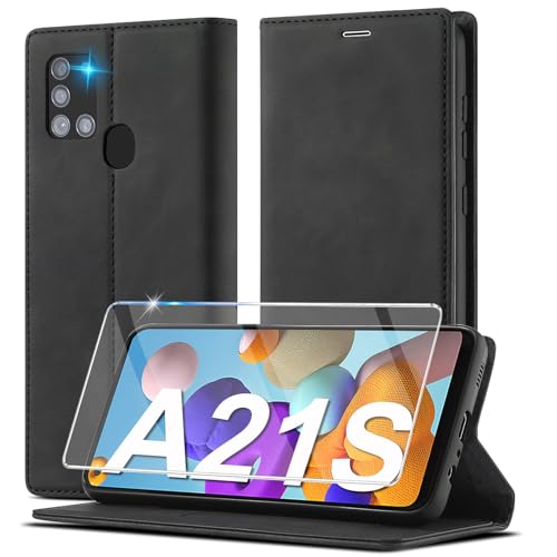 Ailicici für Samsung Galaxy A21s Hülle Leder [Mit Schutzfolie][Kartenfach]Handyhülle für Samsung A21s Hülle Klappbar Leder Flip Wallet 360 Stoßfeste Case A21s Klapphülle, für Samsung Galaxy A21s Hülle von Ailicici