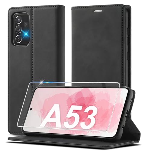 2023 Upgraded A53 Handyhülle für Samsung Galaxy A53 Hülle Leder[mit A53 Schutzfolie][Premium Leder]für Samsung A53 5G Hülle Klappbar Flip Case Cover 360 Stoßfeste Schutzhülle für Samsung Galaxy A53 5G von Ailicici