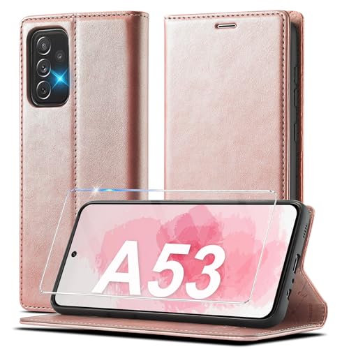 2023 Upgraded A53 Handyhülle für Samsung Galaxy A53 Hülle Leder[mit A53 Schutzfolie][Premium Leder]für Samsung A53 5G Hülle Klappbar Flip Case Cover 360 Stoßfeste Schutzhülle für Samsung Galaxy A53 5G von Ailicici