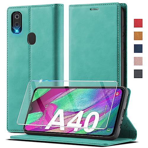 2023 Upgraded Handyhülle für Samsung Galaxy A40 Hülle Leder [mit A40 Schutzfolie] für Samsung A40 Hülle Klappbar Flip Case Cover 360 Stoßfeste Schutzhülle für Samsung Galaxy A40 Klapphülle (5,9 Zoll) von Ailicici