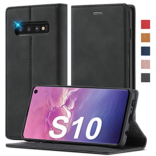 2023 Upgraded Handyhülle für Samsung Galaxy S10 Hülle Leder [Standfunktion][Kartenfach] Klapphülle Flip Case Magnetisch Klapphülle Wallet Lederhülle Cover Klappbar Schutzhülle für Samsung S10 Hülle von Ailicici