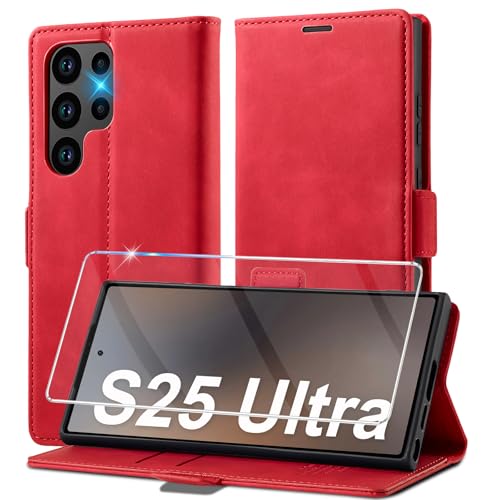 2025 Neu für Samsung Galaxy S25 Ultra Hülle Leder, Mit Schutzfolie, Handyhülle für Samsung S25 Ultra Klapphülle Klappbar Flip Standfunktion Kartenfach Wallet Case Schutzhülle für S25 Ultra 5G Holster 2025 Neu für Samsung Galaxy S25 Ultra Hülle Leder, Mit Schutzfolie, Handyhülle für Samsung S25 Ultra Klapphülle Klappbar Flip Standfunktion Kartenfach Wallet Case Schutzhülle für S25 Ultra 5G Holster von Ailicici