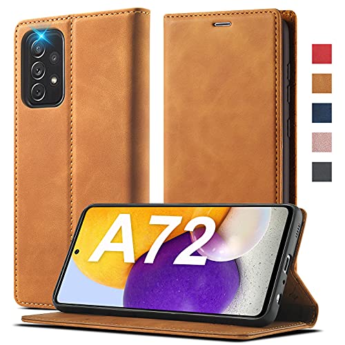 A72 Handyhülle für Samsung A72 Hülle Leder [Premium Leder] [Kartenfach] [Standfunktion] Schutzhülle für Samsung Galaxy A72 Hülle Leder Flip Cover Klappbar Klapphülle für Samsung Galaxy A72 Hülle 5G/4G von Ailicici