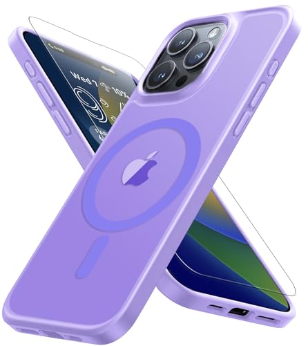Ailicici Magnetische Hülle für iPhone 16 Pro Mit Schutzfolie [Mag-Safe Kompatibel] Anti-Fingerabdruck Matt Hart Case Cover von Ailicici