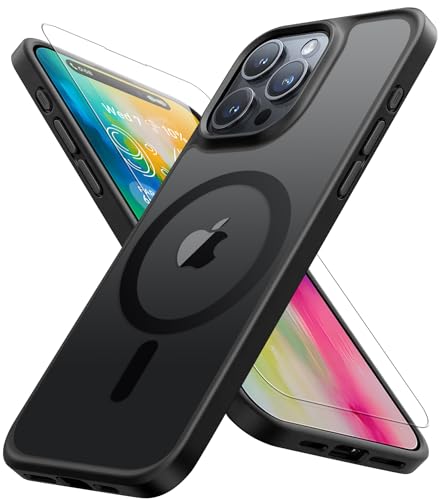 Ailicici Magnetische Hülle für iPhone 16 Pro Max mit Schutzfolie [Mit Mag-Safe] - Anti-Fingerabdruck Matt Hart Case Cover von Ailicici