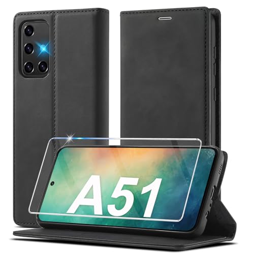 Ailicici Handyhülle für Samsung Galaxy A51 4G Hülle Leder [Mit A51 Schutzfolie]für Samsung Galaxy A51 Hülle Klappbar Leder Flip Wallet Stoßfeste Case Schutzhülle Holster für Samsung A51 4G Klapphülle von Ailicici