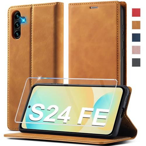Ailicici Handyhülle für Samsung Galaxy S24 FE Hülle Leder, [Mit Schutzfolie]für Samsung S24 FE Hülle Klappbar Leder Flip Wallet Stoßfeste Case Schutzhülle Klapphülle für Samsung Galaxy S24 FE 5G Hülle von Ailicici