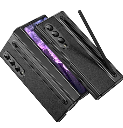 Ailicici Handyhülle für Samsung Galaxy Z Fold 3 Hülle mit [S Pen] [Mit Displayschutz & Scharnierschutz] Lederrücken Case, Stoßfest Schutzhülle Cover für Samsung Galaxy Z Fold 3 5G Hülle mit S Pen von Ailicici