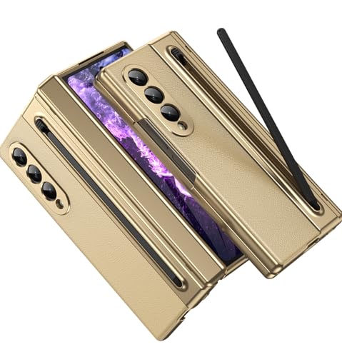 Ailicici Handyhülle für Samsung Galaxy Z Fold 4 Hülle mit [S Pen] [Mit Displayschutz & Scharnierschutz] Lederrücken Case, Stoßfest Schutzhülle Cover für Samsung Galaxy Z Fold 4 5G Hülle mit S Pen von Ailicici