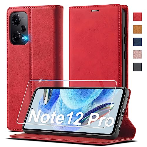 Ailicici Handyhülle für für Xiaomi Redmi Note 12 Pro 5G Hülle, für Xiaomi Poco X5 Pro 5G Leder [Mit Schutzfolie] Klapphülle für Redmi Note 12 Pro 5G Hülle Leder Klappbar Flip Wallet Case Note 12 Pro von Ailicici