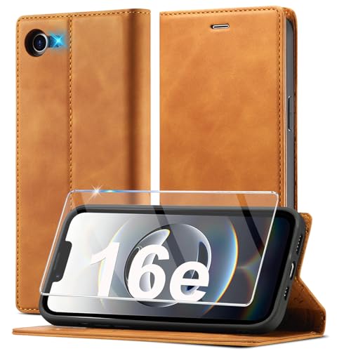 Ailicici Handyhülle für iPhone 16e Hülle Leder [Mit Schutzfolie] für iPhone SE 2025 Hülle Klappbar Leder Flip Wallet Stoßfeste Case Schutzhülle Klapphülle für iPhone 16e Hülle (2025) von Ailicici