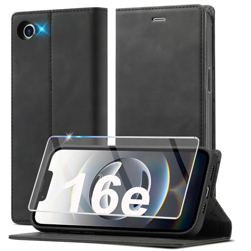 Ailicici Handyhülle für iPhone 16e Hülle Leder [Mit Schutzfolie] für iPhone SE 2025 Hülle Klappbar Leder Flip Wallet Stoßfeste Case Schutzhülle Klapphülle für iPhone 16e Hülle (2025) von Ailicici