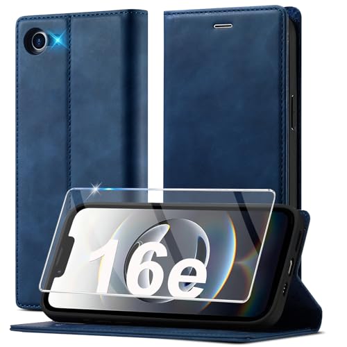 Ailicici Handyhülle für iPhone 16e Hülle Leder [Mit Schutzfolie] für iPhone SE 2025 Hülle Klappbar Leder Flip Wallet Stoßfeste Case Schutzhülle Klapphülle für iPhone 16e Hülle (2025) von Ailicici
