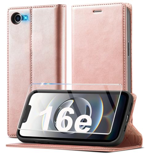 Ailicici Handyhülle für iPhone 16e Hülle Leder [Mit Schutzfolie] für iPhone SE 2025 Hülle Klappbar Leder Flip Wallet Stoßfeste Case Schutzhülle Klapphülle für iPhone 16e Hülle (2025) von Ailicici
