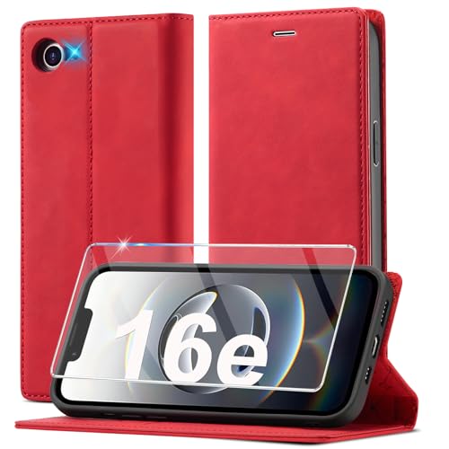 Ailicici Handyhülle für iPhone 16e Hülle Leder [Mit Schutzfolie] für iPhone SE 2025 Hülle Klappbar Leder Flip Wallet Stoßfeste Case Schutzhülle Klapphülle für iPhone 16e Hülle (2025) von Ailicici