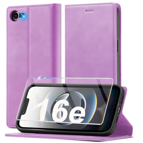 Ailicici Handyhülle für iPhone 16e Hülle Leder [Mit Schutzfolie] für iPhone SE 2025 Hülle Klappbar Leder Flip Wallet Stoßfeste Case Schutzhülle Klapphülle für iPhone 16e Hülle (2025) von Ailicici
