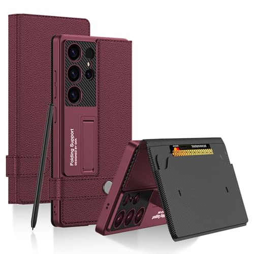Ailicici Hülle für Galaxy S24 Ultra 5G, Premium Leder Handyhülle [Kohlefaser Kameraschutz] [Kartenfächer] Stoßfestes Case Schutzhülle mit Standfunktion und TPU Innenhülle für Samsung Galaxy S24 Ultra von Ailicici