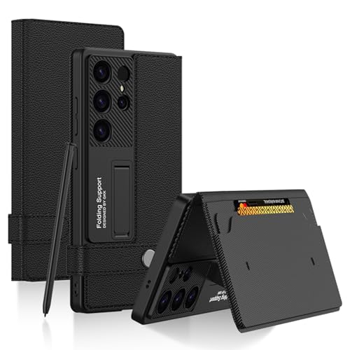 Ailicici Hülle für Galaxy S24 Ultra 5G, Premium Leder Handyhülle [Kohlefaser Kameraschutz] [Kartenfächer] Stoßfestes Case Schutzhülle mit Standfunktion und TPU Innenhülle für Samsung Galaxy S24 Ultra von Ailicici