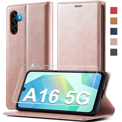 Ailicici für Samsung Galaxy A16 4G/ A16 5G Hülle Leder [Mit Schutzfolie] Handyhülle für Samsung A16 Hülle Klappbar Leder Flip Wallet Stoßfeste Case Schutzhülle Klapphülle für Samsung Galaxy A16 4G/5G von Ailicici