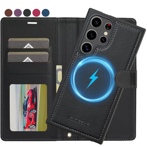 Ailicici für Samsung Galaxy S22 Ultra Hülle, [Abnehmbar] 2-IN-1 Abnehmbare magnetische Hülle, Kabelloses Laden, Kartenfach Leder Case, Handyhülle RFID Klapphülle, Schutzhülle für Samsung S22 Ultra 5G von Ailicici