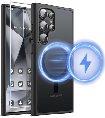 Ailicici für Samsung S24 Ultra Hülle für Mag-Safe, [Mit Schutzfolie] Magnetisch Handyhülle für Samsung Galaxy S24 Ultra 5G Hülle Anti-Fingerabdruck Matt Hart Case für Galaxy S24 Ultra Hülle Mag-Safe von Ailicici