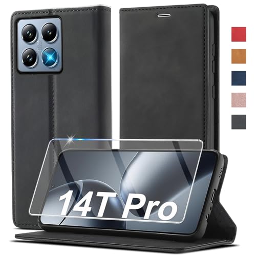 Ailicici für Xiaomi 14T Pro Hülle Leder [Mit Schutzfolie] Handyhülle für Xiaomi Mi 14T Pro Hülle Klappbar Leder Flip Wallet 360 Stoßfeste Case Cover Schutzhülle, Tasche für Xiaomi 14T Pro Klapphülle von Ailicici