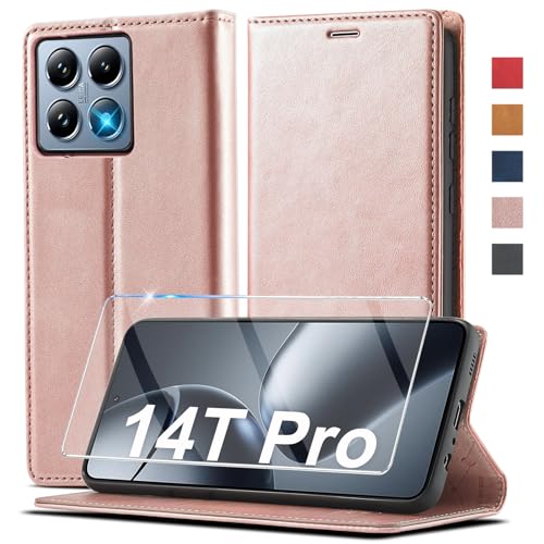 Ailicici für Xiaomi 14T Pro Hülle Leder [Mit Schutzfolie] Handyhülle für Xiaomi Mi 14T Pro Hülle Klappbar Leder Flip Wallet 360 Stoßfeste Case Cover Schutzhülle, Tasche für Xiaomi 14T Pro Klapphülle von Ailicici