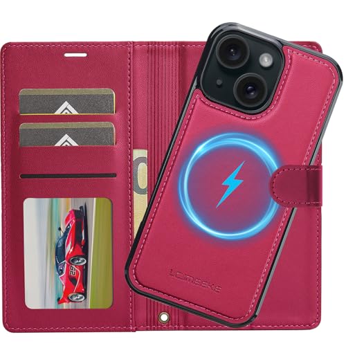 Ailicici für iPhone 15 Hülle, 2-IN-1 Abnehmbare magnetische Hülle, Kabelloses Laden, Kartenfach Leder Case, Handyhülle RFID Klapphülle, Schutzhülle für iPhone 15 Hülle von Ailicici