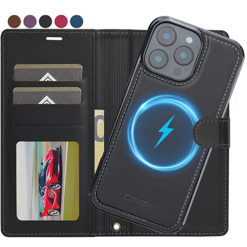 Ailicici für iPhone 16 Pro Max Hülle, [Abnehmbar] 2-IN-1 Abnehmbare magnetische Hülle, Kabelloses Laden, Kartenfach Leder Case, Handyhülle RFID Klapphülle, Schutzhülle für iPhone 16 Pro Max Hülle von Ailicici