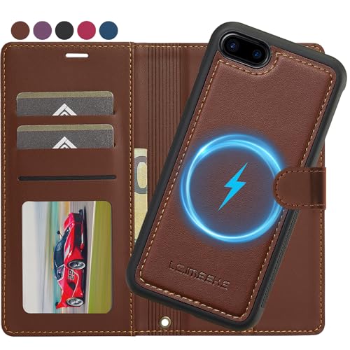 Ailicici für iPhone SE 3/2 (2022/2020), iPhone 8/7 Hülle, [Abnehmbar] 2-IN-1 Abnehmbare magnetische Hülle, Kabelloses Laden, Kartenfach Leder Case, Handyhülle RFID Klapphülle Schutzhülle 4,7 Zoll von Ailicici