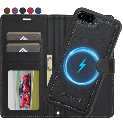 Ailicici für iPhone SE 3/2 (2022/2020), iPhone 8/7 Hülle, [Abnehmbar] 2-IN-1 Abnehmbare magnetische Hülle, Kabelloses Laden, Kartenfach Leder Case, Handyhülle RFID Klapphülle Schutzhülle 4,7 Zoll von Ailicici